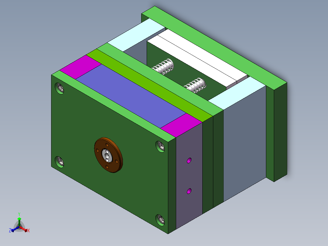 Q033-一种塑料端盖注塑模具设计【三维SolidWorks】正等轴测图