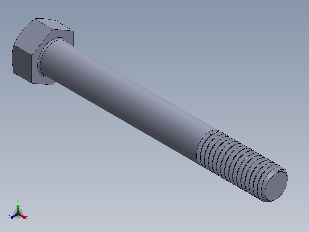 UNC 六角螺栓-Hex Bolt 0.625-11 x 5.SLDPRT正等轴测图