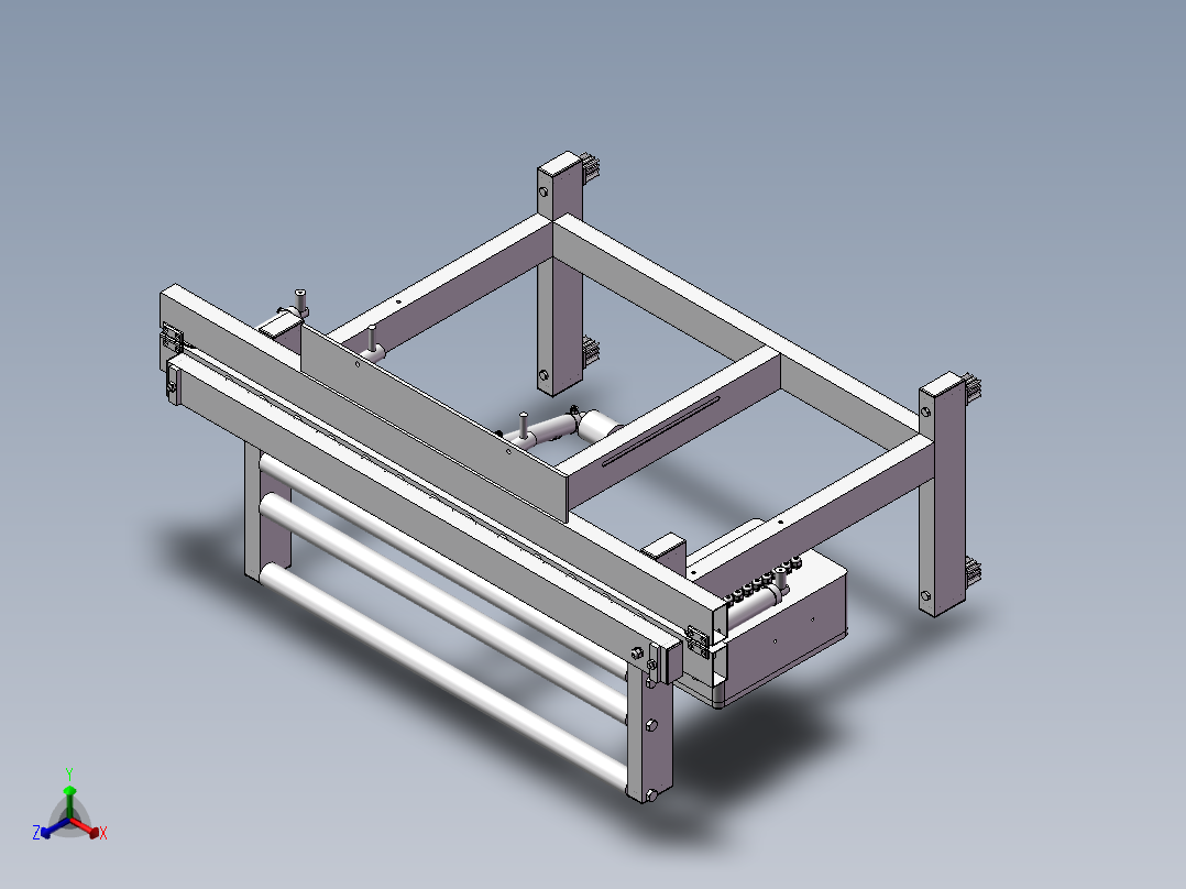 CNC控制玻璃折弯机床正等轴测图