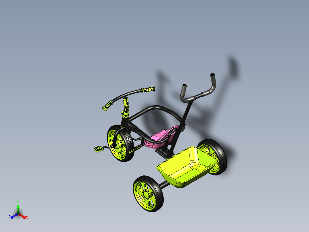 一款手扶式儿童三轮车建模