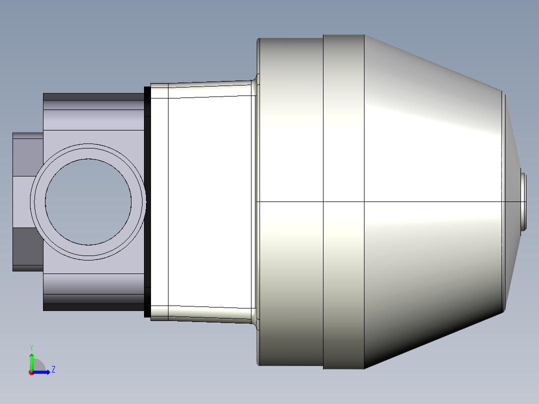 1DKMDVCP NC 气动隔膜阀，常闭，与男性的两端，公制系列PVC-U左视图