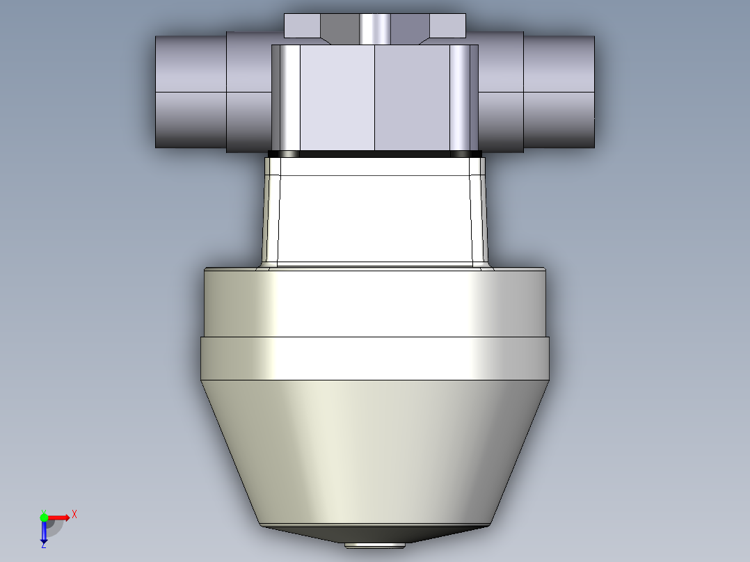 1DKMDVCP NC 气动隔膜阀，常闭，与男性的两端，公制系列PVC-U俯视图