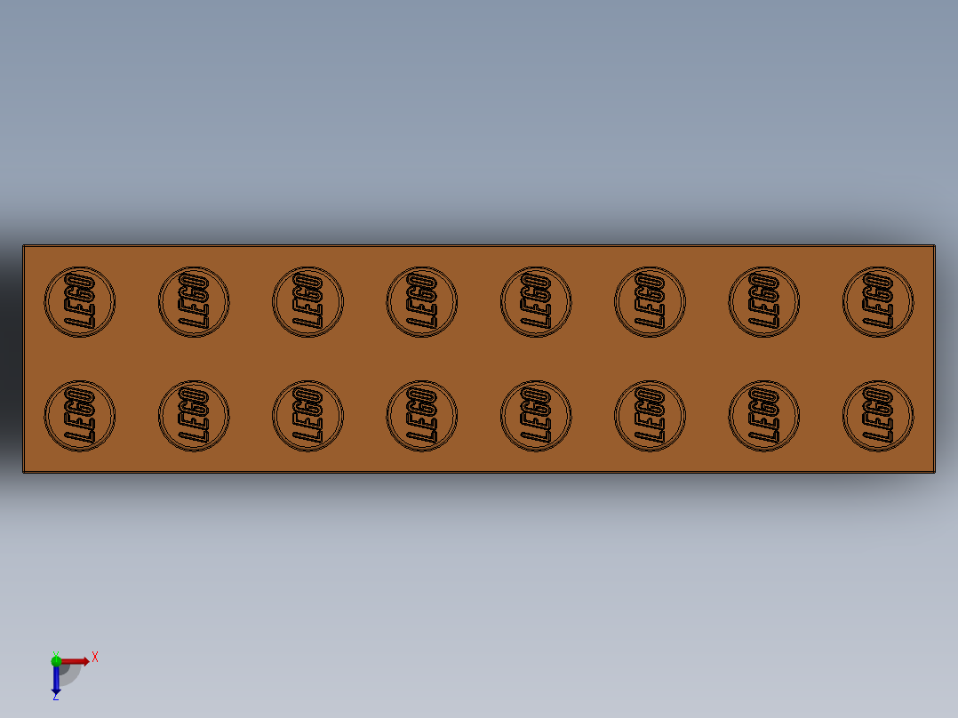 乐高套装 4421基本积木-4118826 - 3007 Bright Orange Brick 2 x 8.SLDPRT俯视图