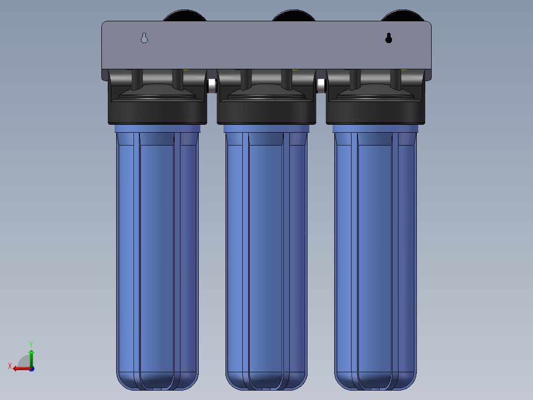 3级全屋滤水系统(20寸滤瓶)后视图