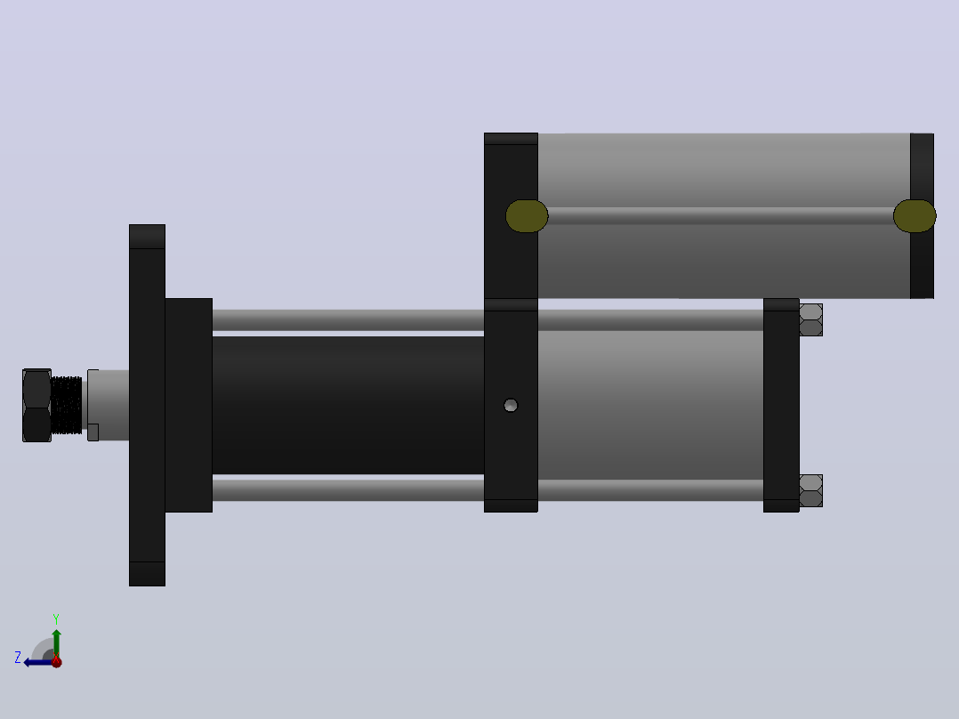 MPT-15T系列标准型[MPT-125-150-10-15T-M1-S2-0°]气压增压缸右视图