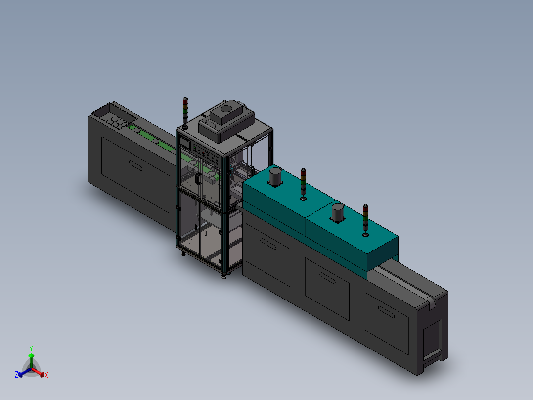 眼镜镜片点胶烘烤流水线正等轴测图