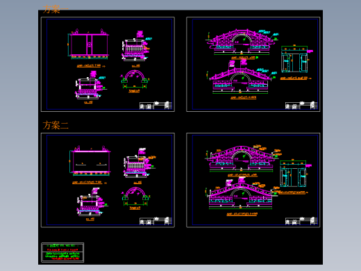 L1009公园小区水景小品景观石拱桥单拱小石拱桥配筋施工图CAD图纸