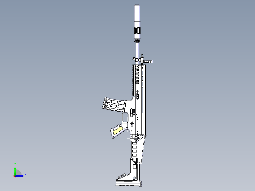 ACR步枪外型建模左视图