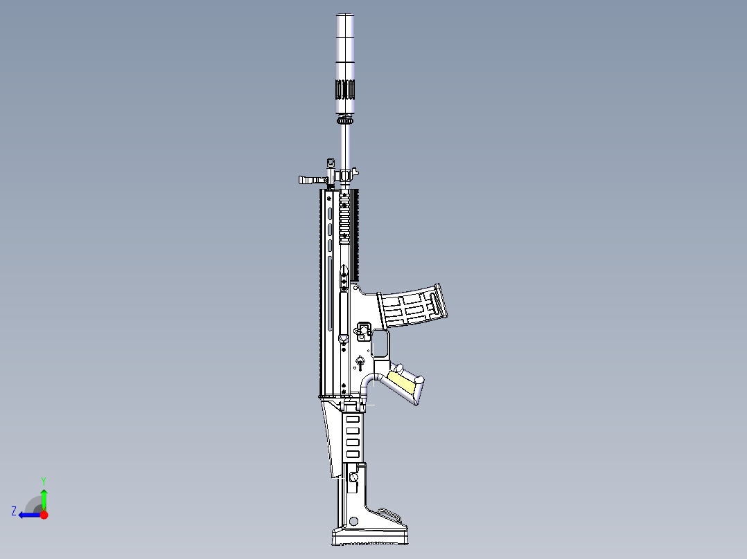 ACR步枪外型建模右视图