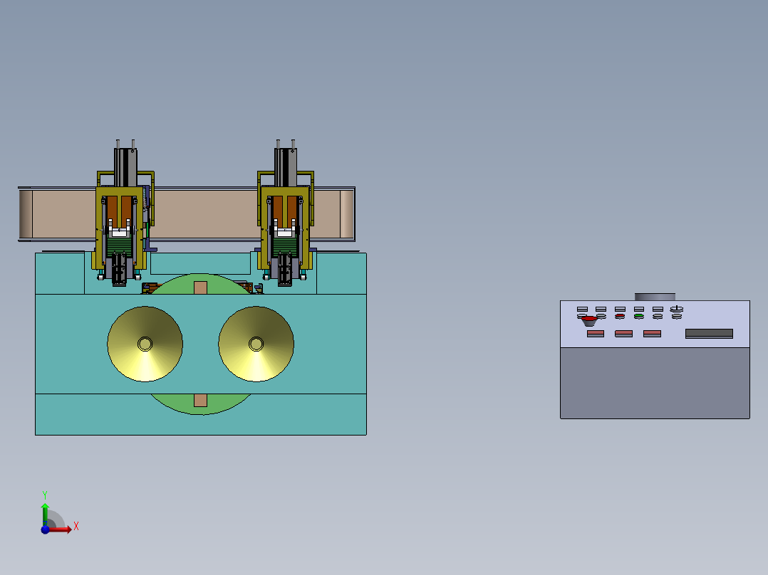 真空包装机（放袋、抽气、充气、热封）前视图