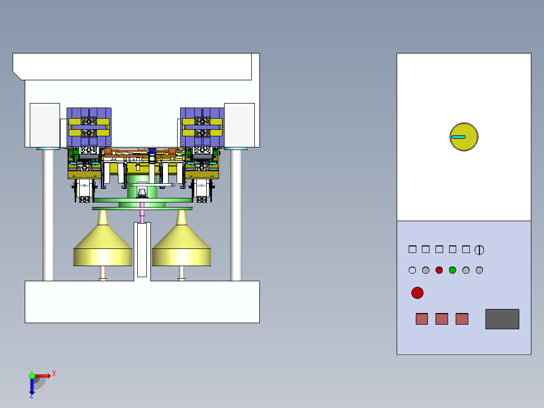 真空包装机（放袋、抽气、充气、热封）俯视图