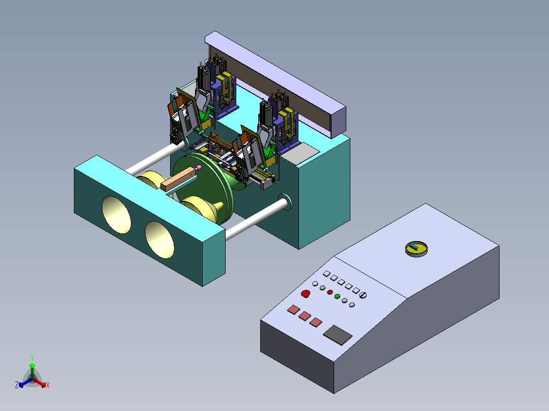 真空包装机（放袋、抽气、充气、热封）正等轴测图