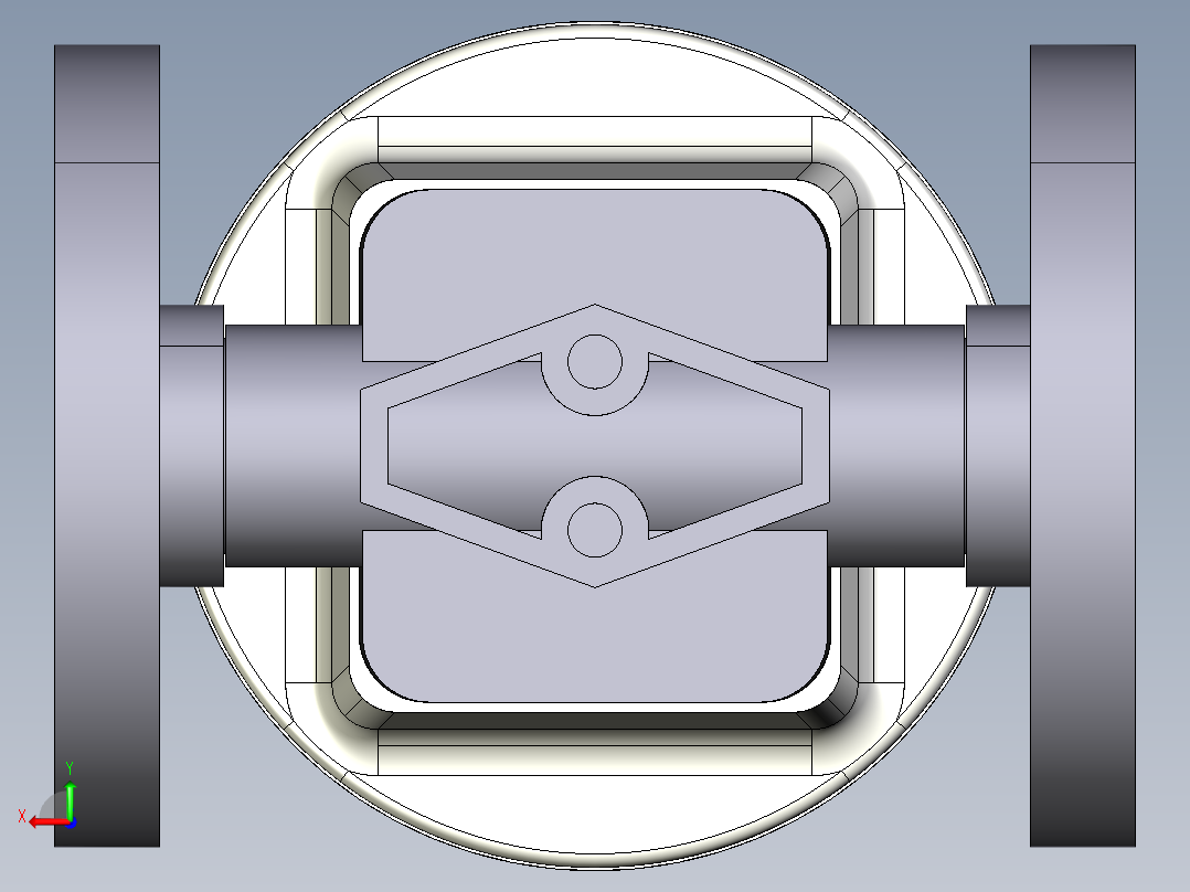 14KMOAVCP NO-DA 气动隔膜阀、常开型双作用，固定法兰，钻孔ANSI B16.5条款150 # FF。面对面根据EN 558-1 PVC-U后视图
