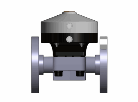 14KMOAVCP NO-DA 气动隔膜阀、常开型双作用，固定法兰，钻孔ANSI B16.5条款150 # FF。面对面根据EN 558-1 PVC-U缩略图