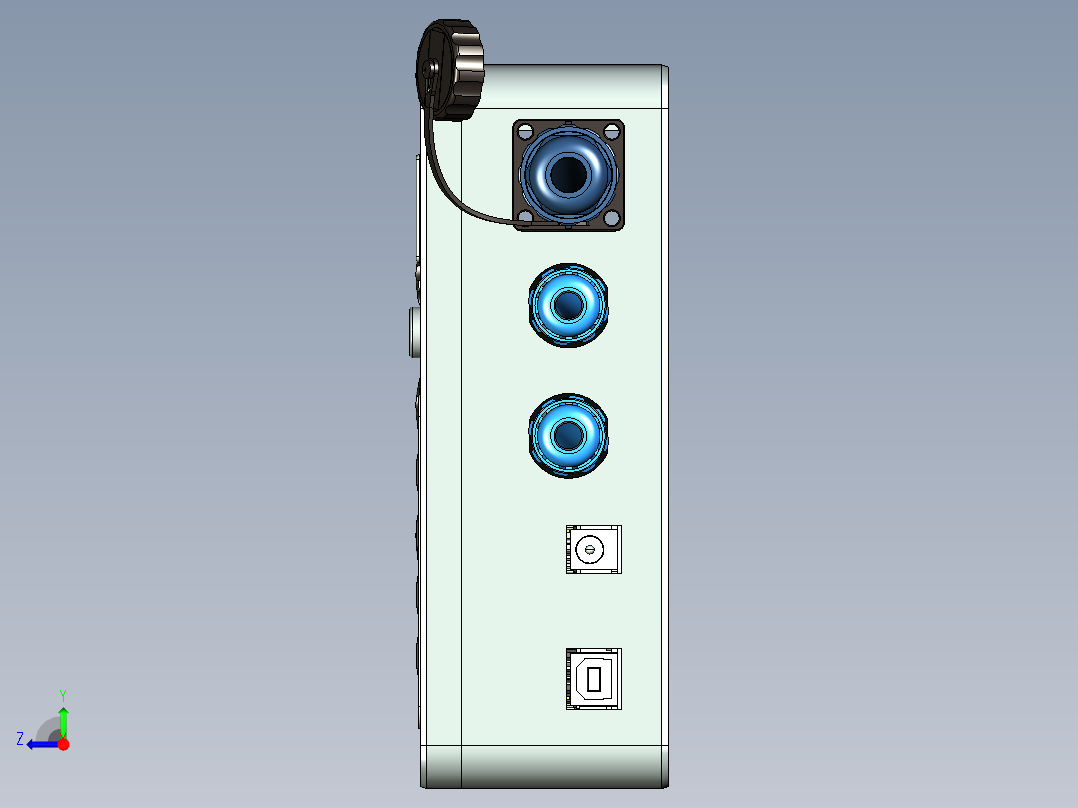 IOT Arduino超大机箱-LCD 1602串行-键盘- LED -按钮右视图