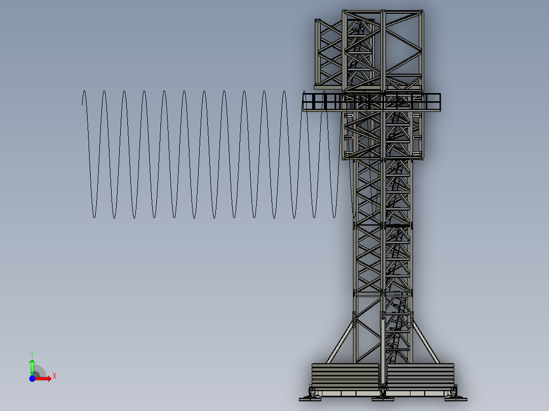 塔式起重机基座部分3D数模图纸 STEP IGS格式前视图