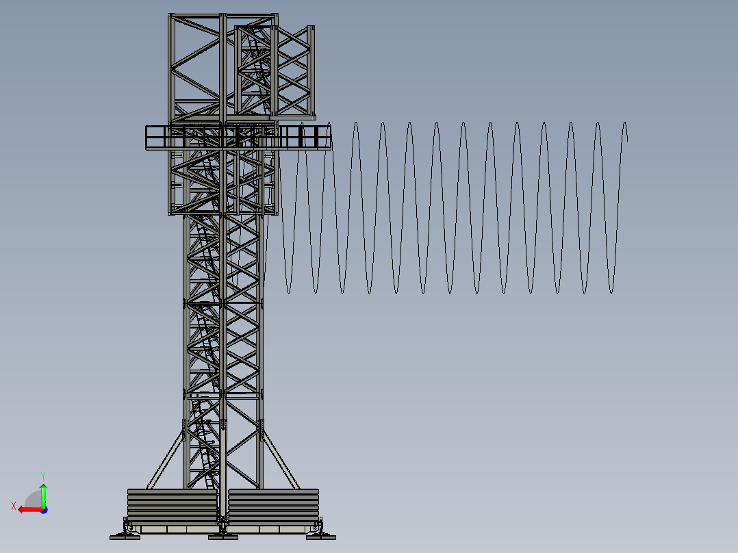 塔式起重机基座部分3D数模图纸 STEP IGS格式后视图