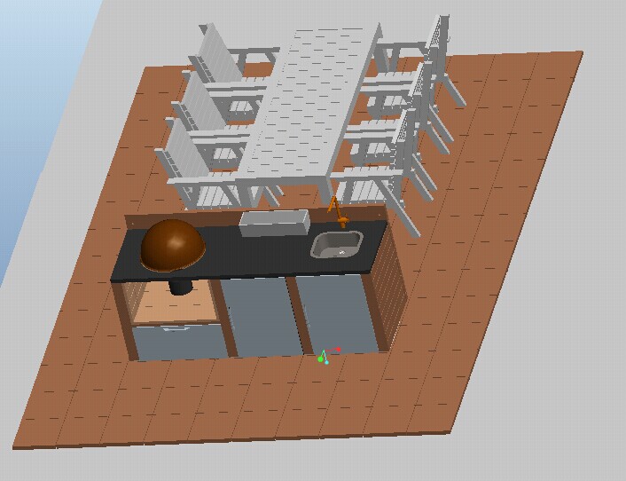 带韦伯的冰箱和水槽的室外厨房
