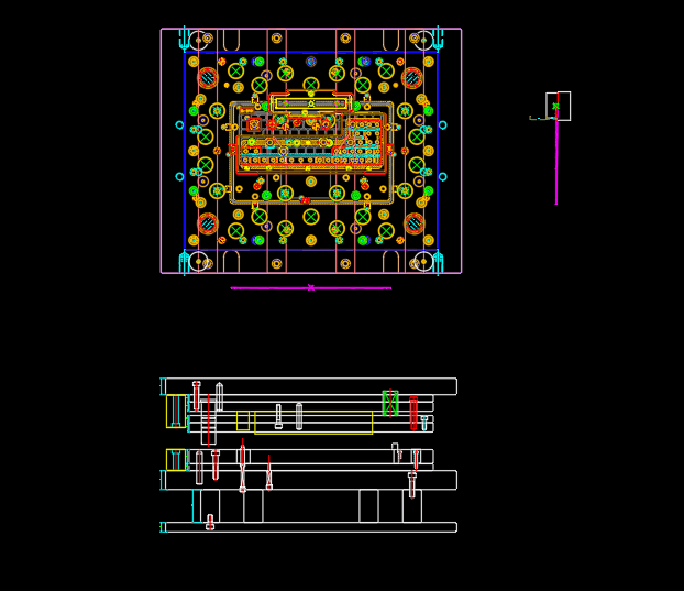 笔记本C面金属外壳制造半剪阳极挂点模具设计图