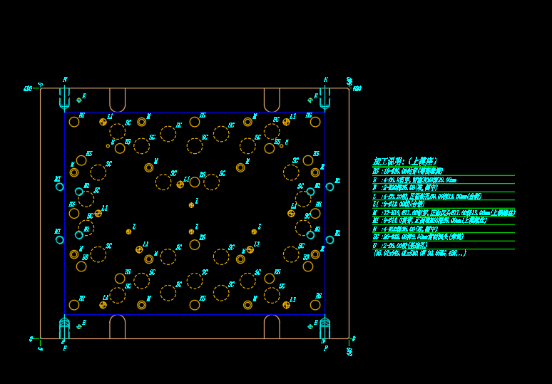 笔记本C面金属外壳制造半剪阳极挂点模具设计图
