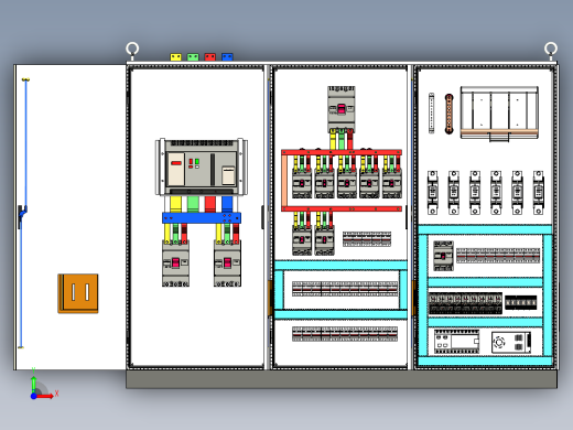 三柜组装万能断路器630A正装刀开关风机plc控制柜 55361前视缩略图