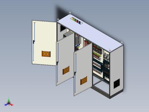 三柜组装万能断路器630A正装刀开关风机plc控制柜 55361正等轴测缩略图