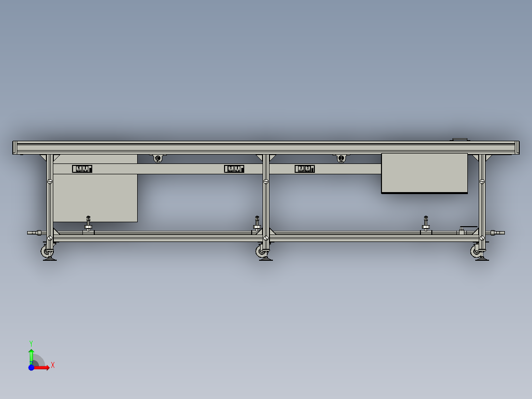 单层的皮带线前视图