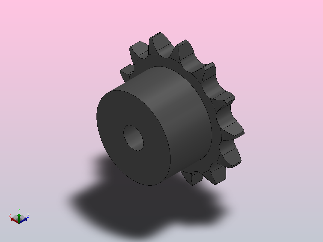 直孔链轮08B型_13-08B-1正等轴测图