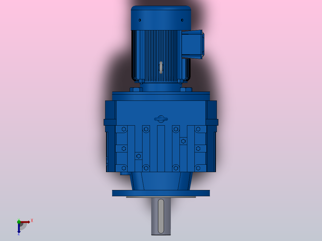 RF107法兰轴伸式安装斜齿轮减速机RF107-Y1.1-8P-90S-M1-0°-Φ350俯视图