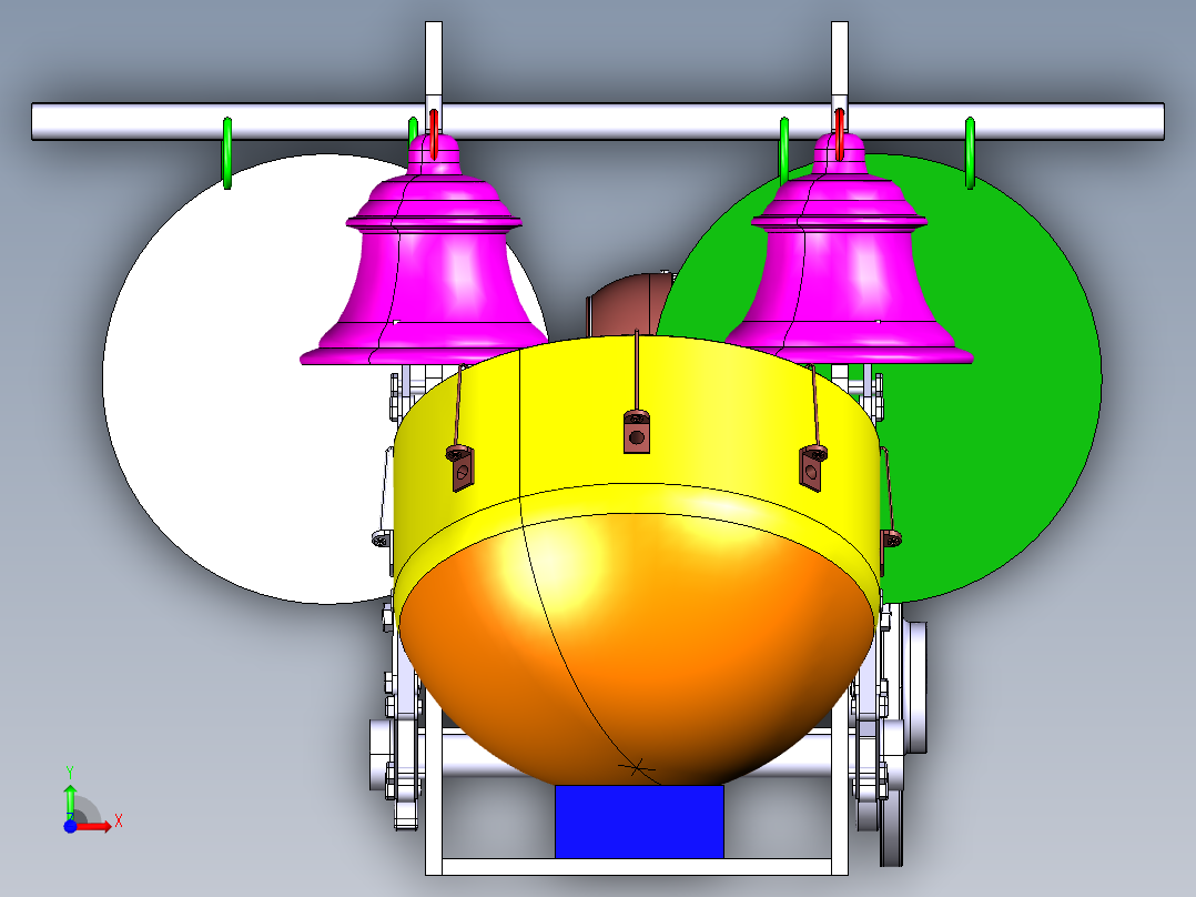 自动打鼓打铃机3D数模图纸 CATIA设计前视图