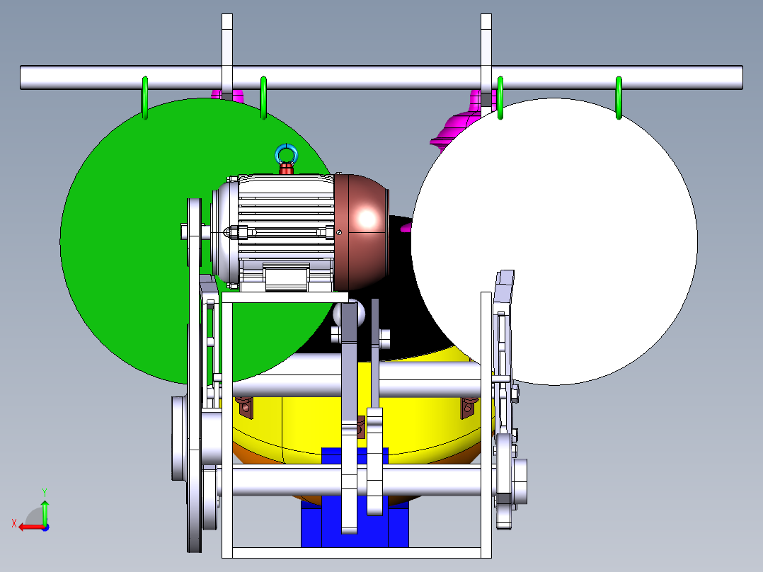 自动打鼓打铃机3D数模图纸 CATIA设计后视图