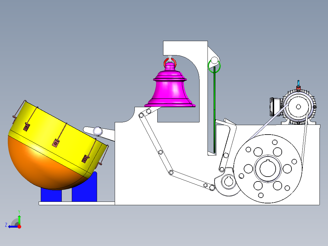 自动打鼓打铃机3D数模图纸 CATIA设计右视图