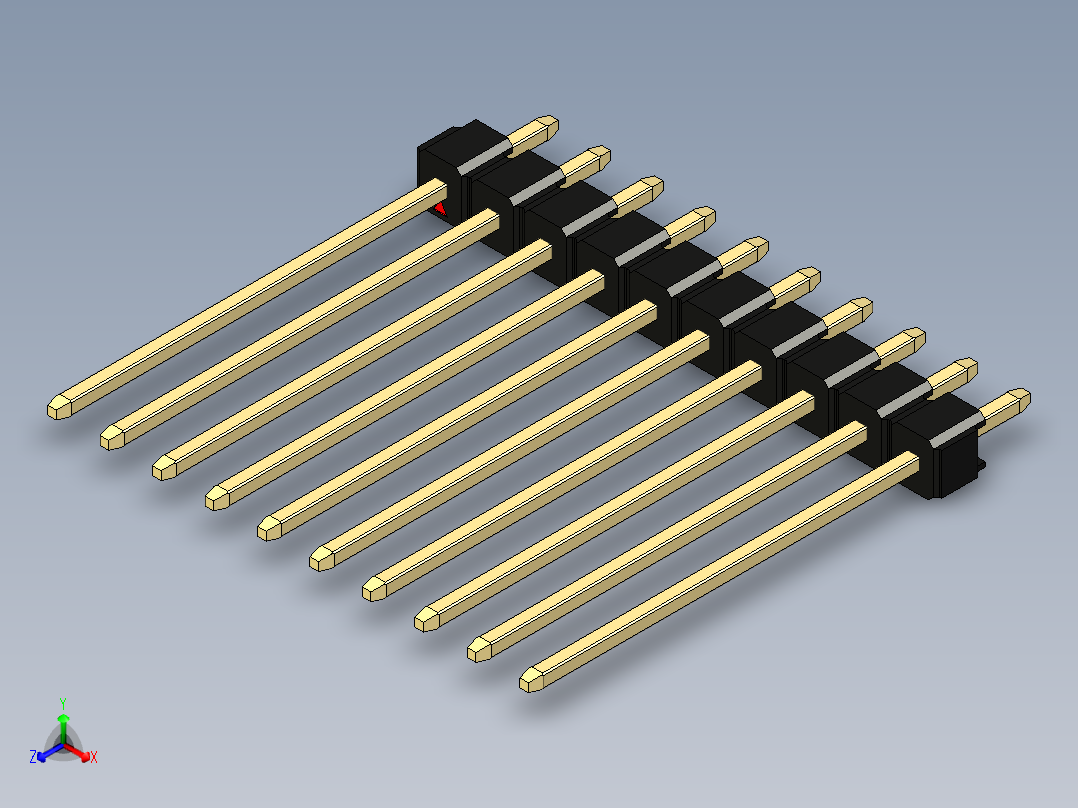 彩色公头100mil（2.54mm）系列-DS1021_black_1x10p_100mil_Type19_rev1.0主视图