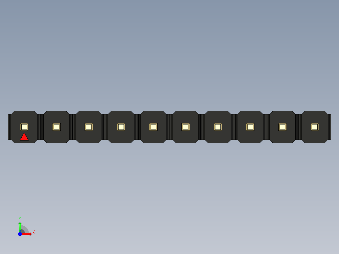 彩色公头100mil（2.54mm）系列-DS1021_black_1x10p_100mil_Type19_rev1.0前视图