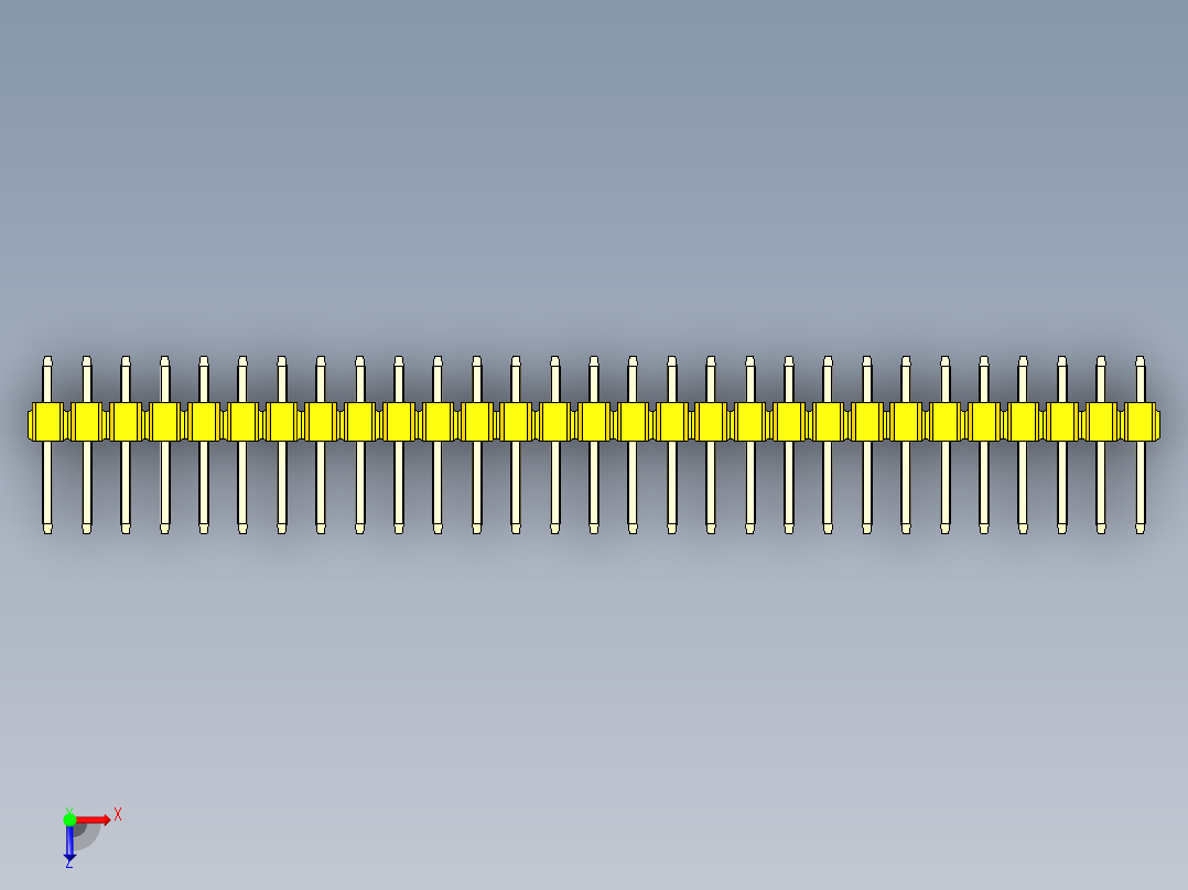 彩色公头100mil（2.54mm）系列-DS1021_yellow_3x29p_100mil_Type1_rev1.0俯视图