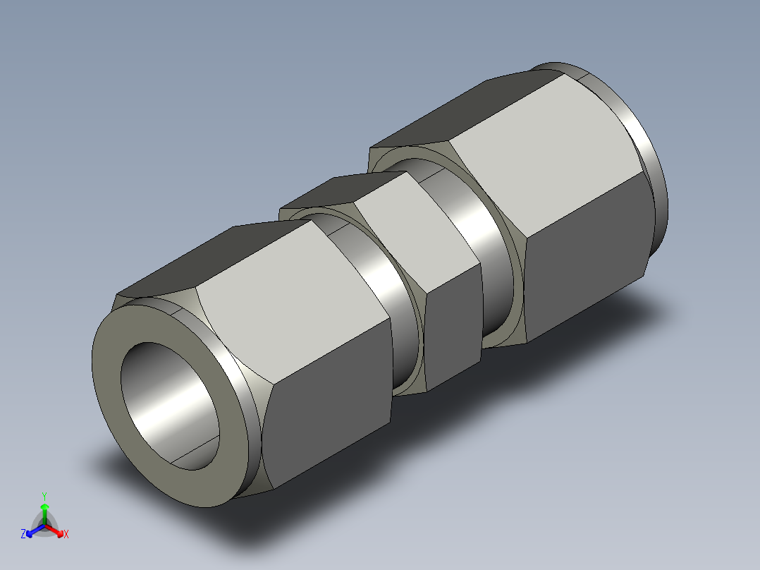 卡套式工业通用硬管接头10_hbu-s正等轴测图