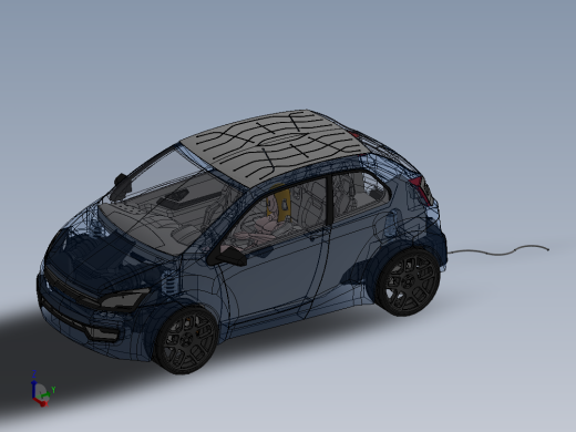 四轮电动汽车轿车布局结构设计图纸3D三维模型素材SW