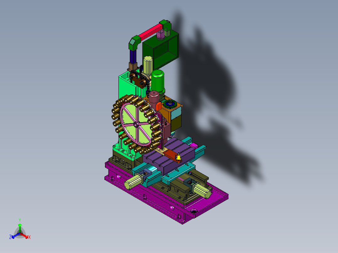 刀库式换刀开料加工中心正等轴测图