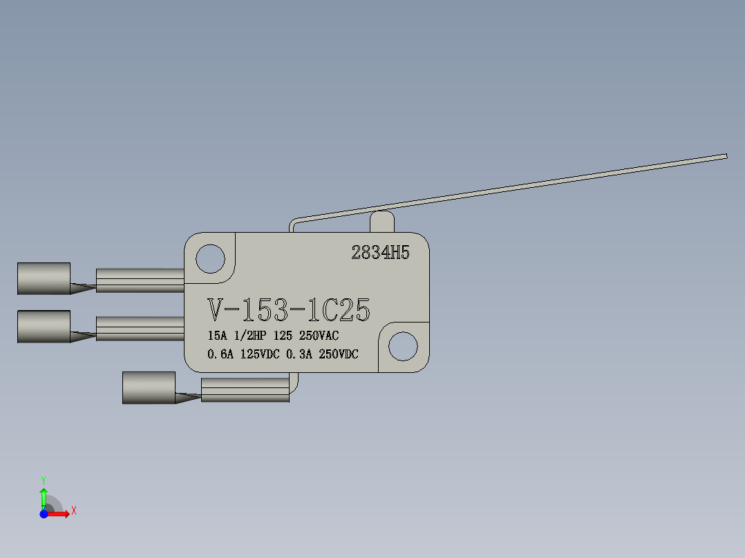 V-153-1C25微动开关前视图