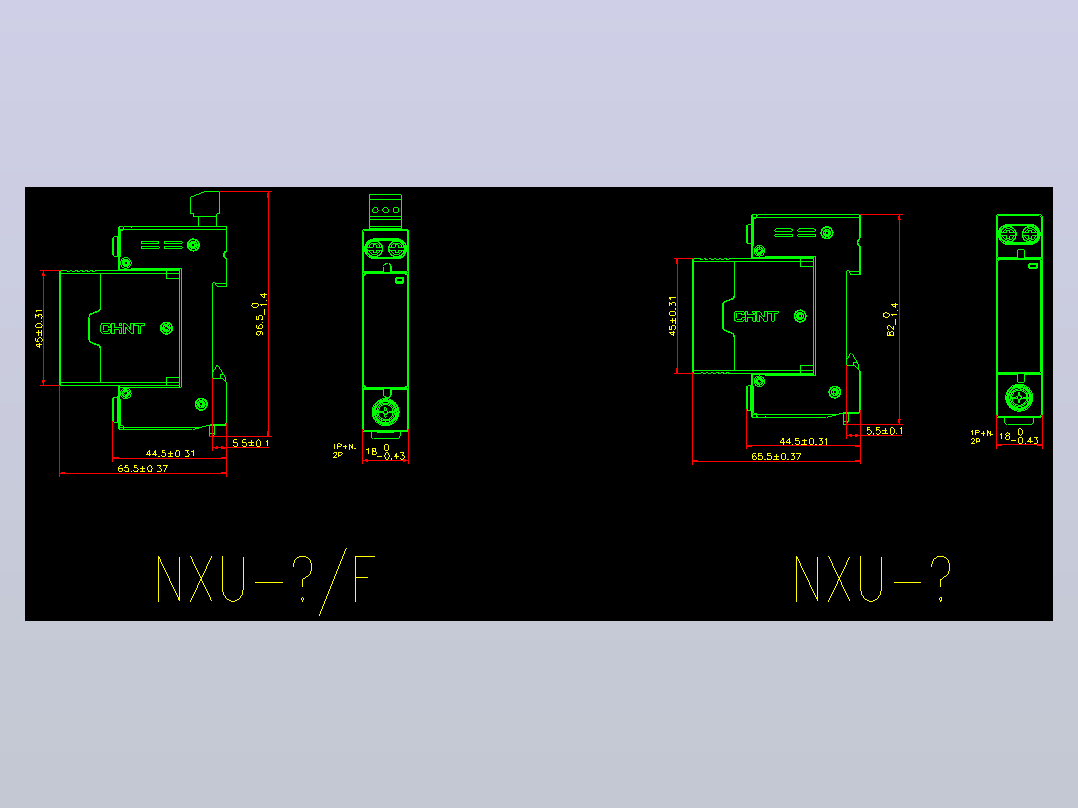 NXU-Ⅲ 2P 电涌保护器外形安装尺寸202404