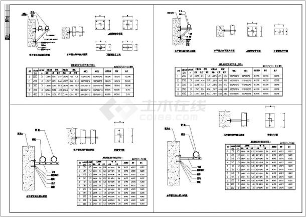 各种不同尺寸管道支架和吊架大样图CAD图纸