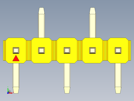 彩色公排针 100mil 2.54mm 系列-DS1022_yellow_05p_100mil_Type_SMT_R2_rev1.0前视缩略图