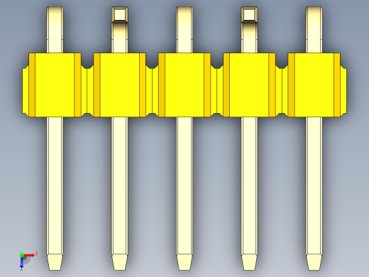 彩色公排针 100mil 2.54mm 系列-DS1022_yellow_05p_100mil_Type_SMT_R2_rev1.0俯视缩略图