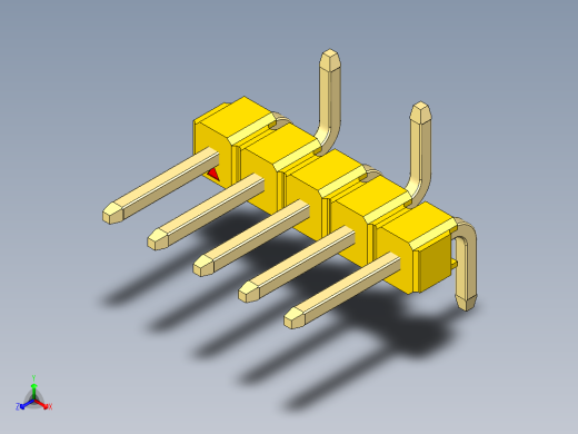 彩色公排针 100mil 2.54mm 系列-DS1022_yellow_05p_100mil_Type_SMT_R2_rev1.0正等轴测缩略图