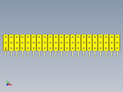 彩色公排针 100mil 2.54mm 系列-DS1022_yellow_3x21p_100mil_TypeD_rev1.0前视缩略图