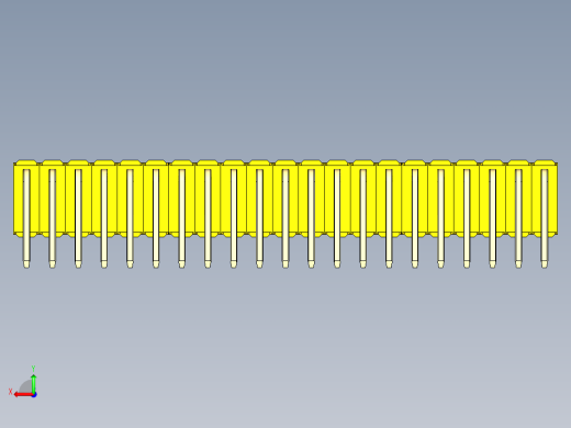 彩色公排针 100mil 2.54mm 系列-DS1022_yellow_3x21p_100mil_TypeD_rev1.0后视缩略图