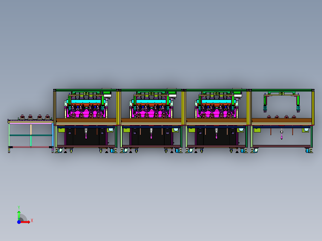 新能源汽车电机锡焊流水线前视图