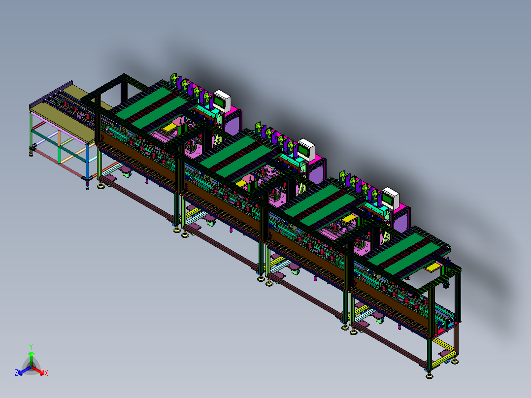 新能源汽车电机锡焊流水线正等轴测图