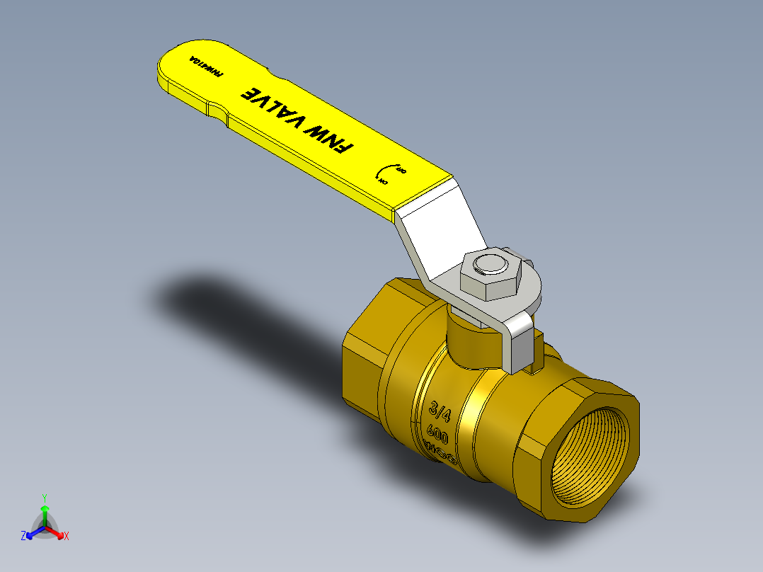 管道手动球阀-水管开关阀-手动阀门铜球阀DN20正等轴测图