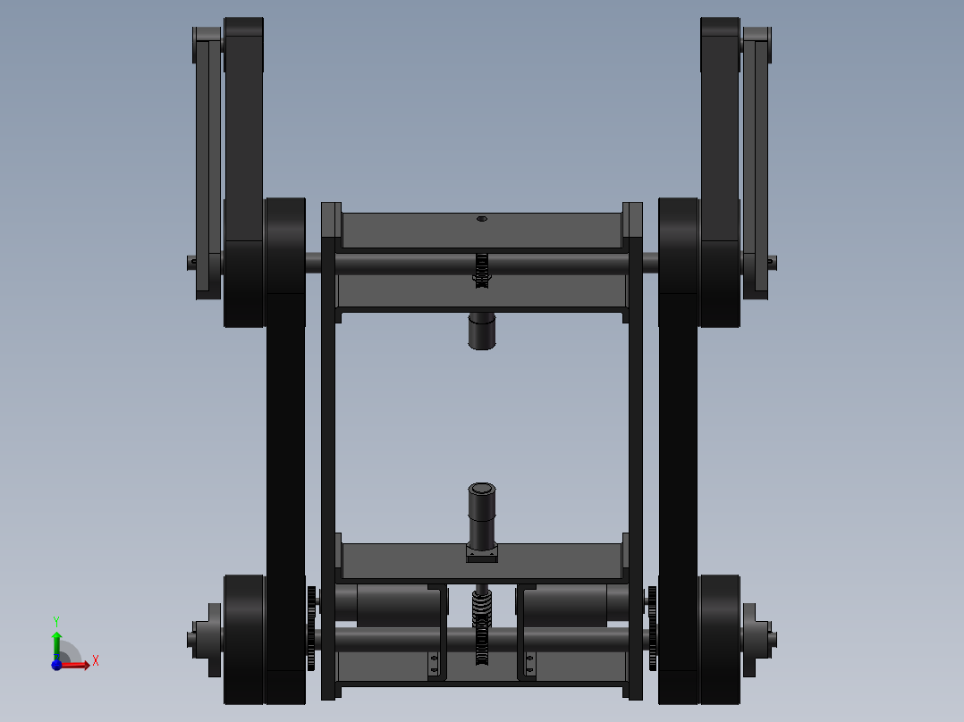 四爪履带车 3D模型前视图